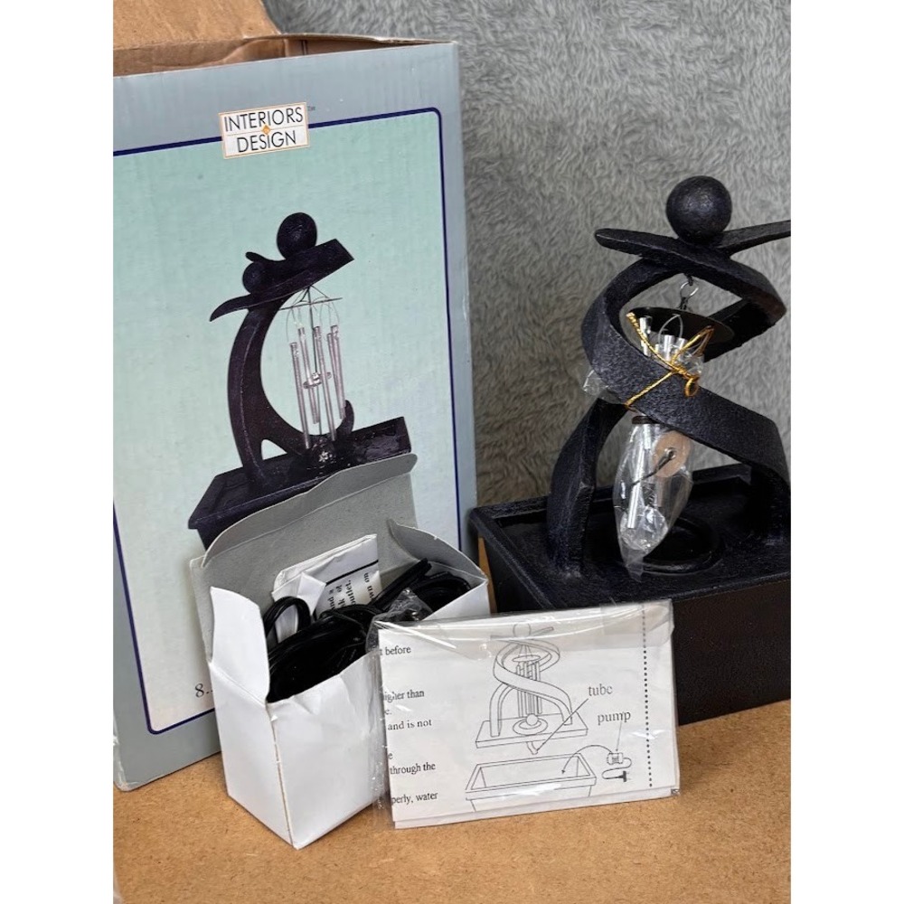 Interiors Design 8.5 Inch Electric Water Fountain Black Abstract Wind Chimes NEW